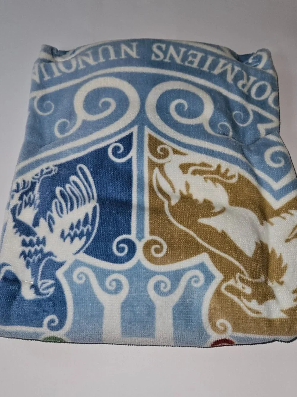 2 NEW Harry Potter Blue Beach Towel Lot Hogwarts School Crest 100% Cotton 28x58